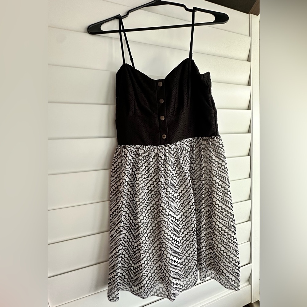 Three Pink Hearts black and white dress